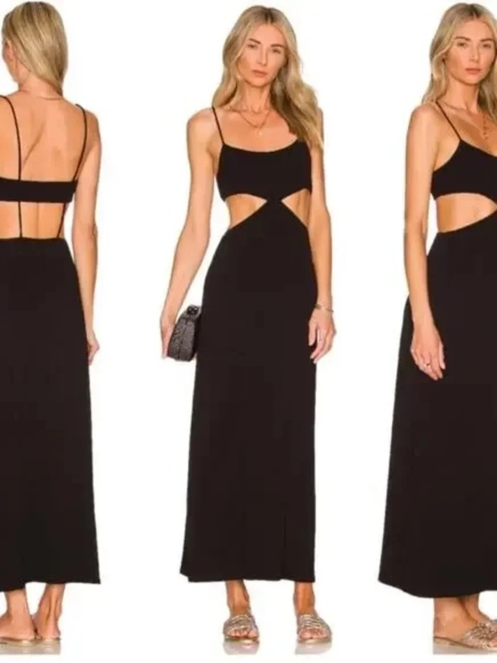 Free People Beach Black Cutout Spaghetti-Strap Midi Dress - Picture 5 of 5